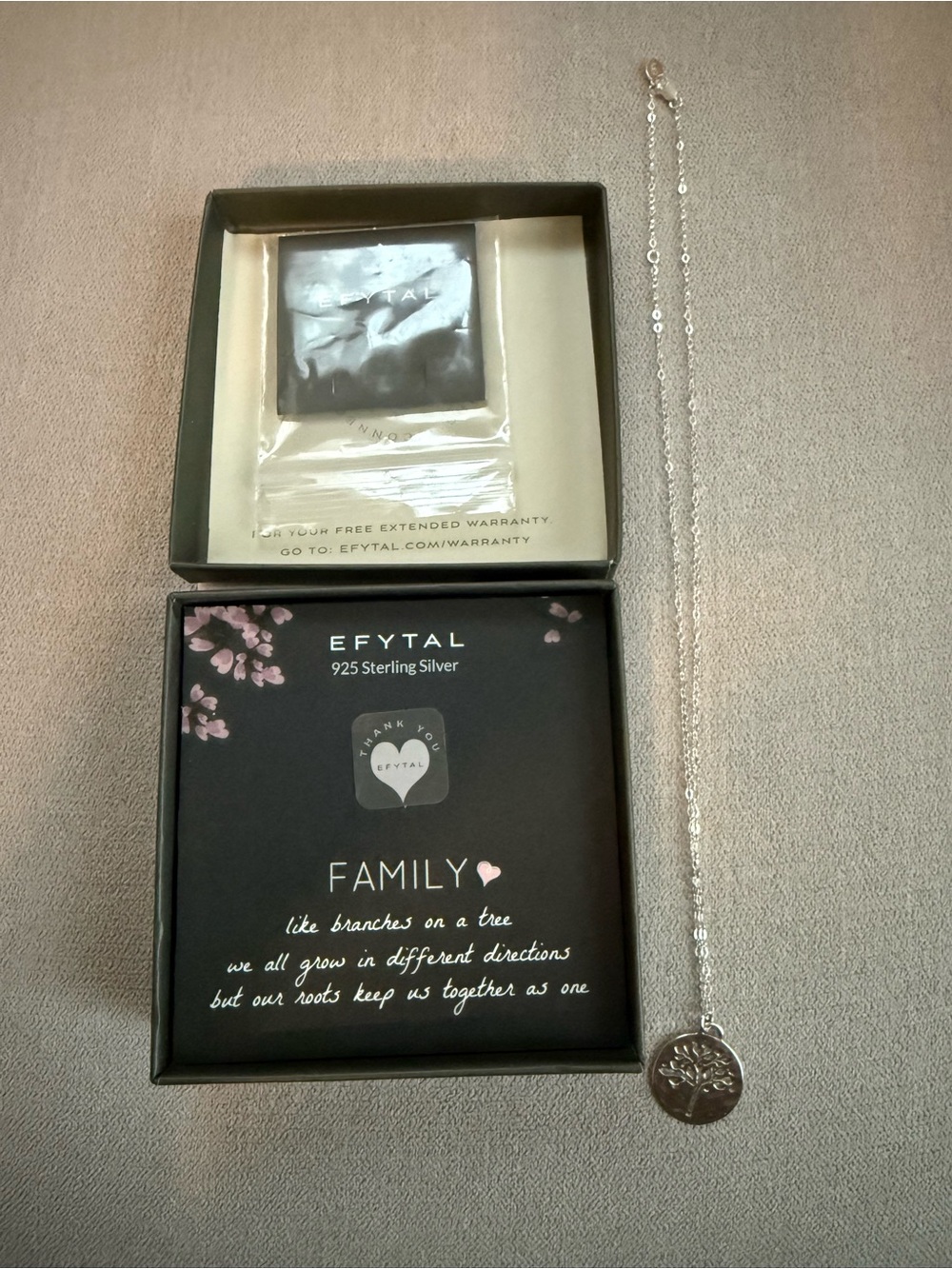 EFYTAL 925 Sterling Silver Family Tree Pendant Necklace - Silver